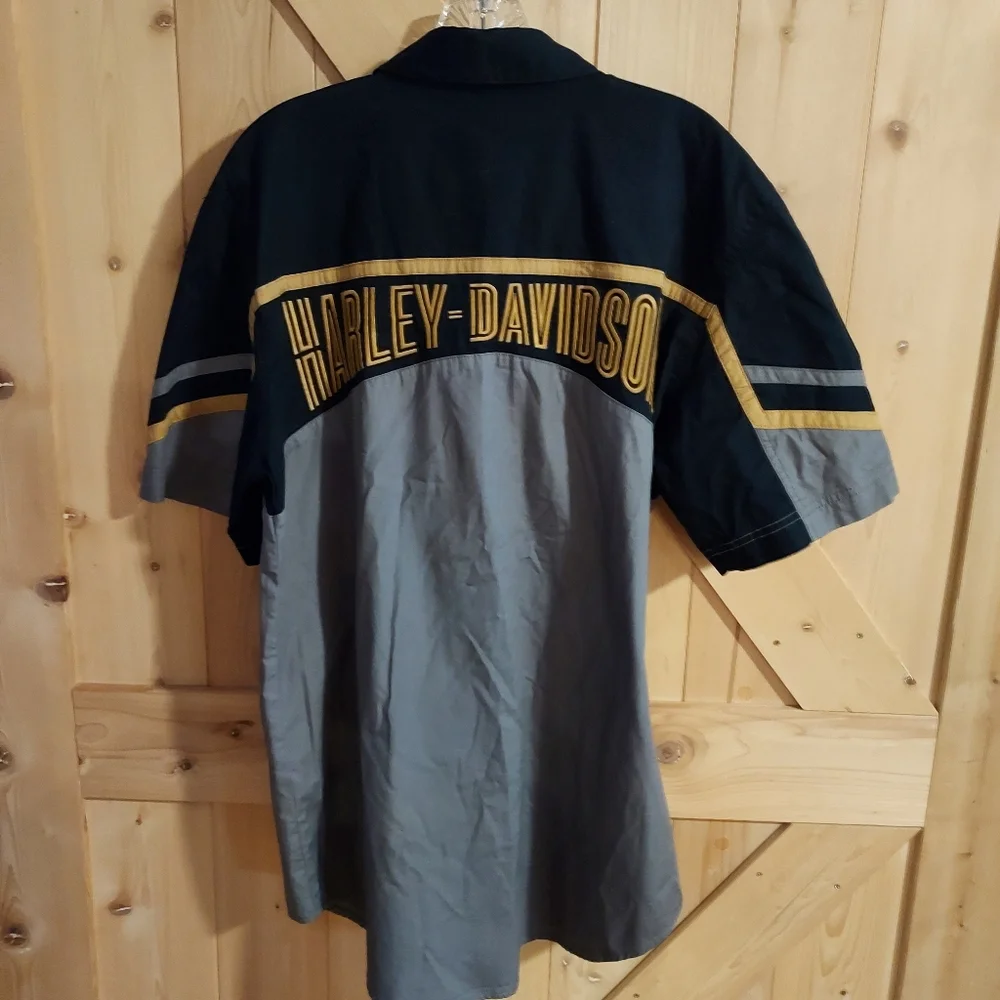 Harley-Davidson Shirt Men's Medium HDMC '03, Color: Black/Gray/Gold, RN# 103819. - Picture 4 of 13